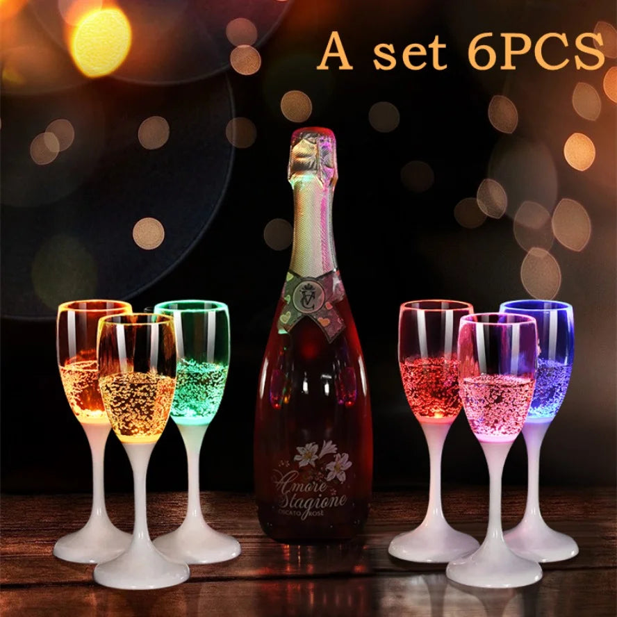 6-Color LED Light-Up Drink Cups - Flashing Wine & Beer Glasses for Parties, Weddings & Christmas