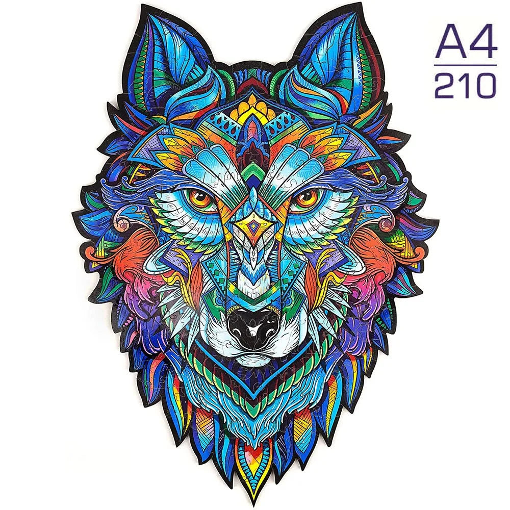 100-300 Piece Wooden Animal Jigsaw Puzzle - Wolf and Chicken Irregular Pieces 3D Brain Teaser for Adults & Kids Holiday Gift