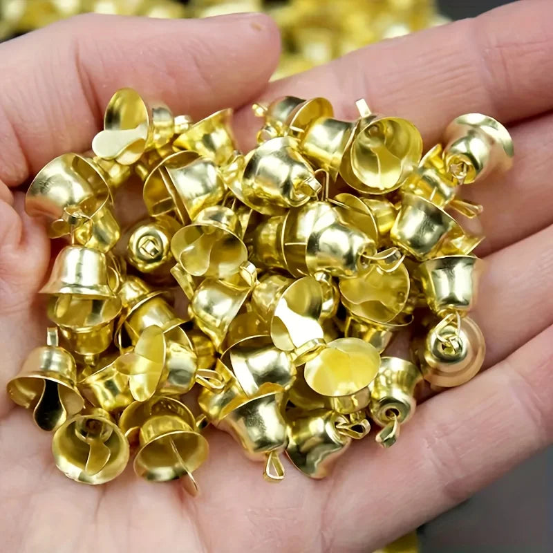 20-Pack Mini Gold Metal Sleigh Bells Hanging Ornaments for Christmas Wreaths, Garlands & DIY Crafts