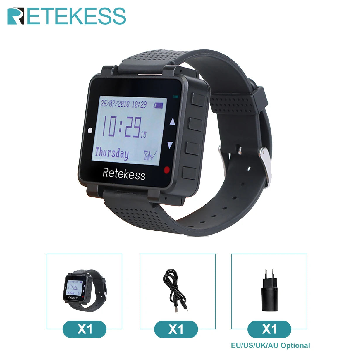 Wireless Waiter Calling System with Rechargeable Watch Receiver and Programmable Call Buttons – Restaurant Pager for Cafe Bar