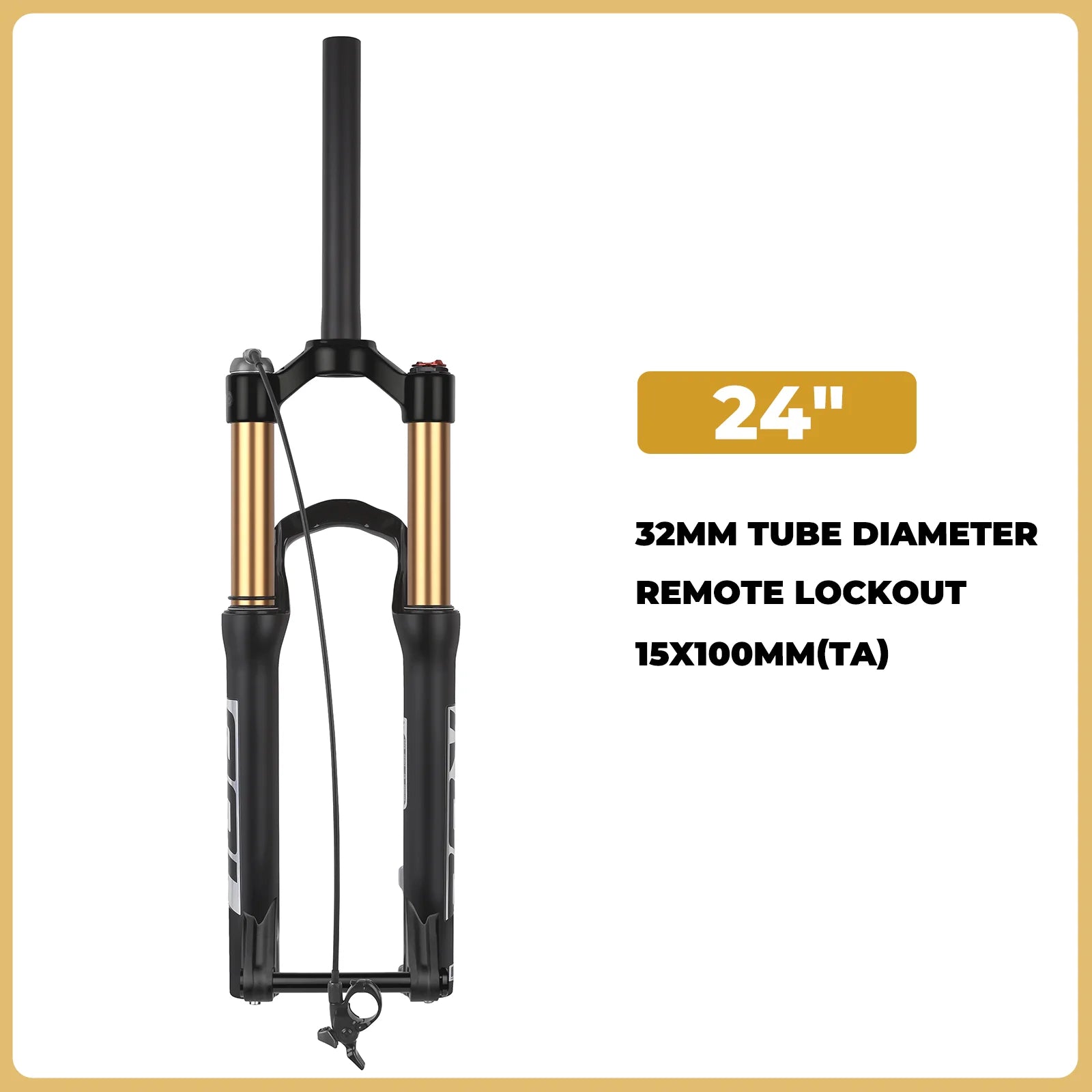 Air & Oil Suspension Fork for 20-inch / 24-inch Bikes, Alloy Upper & Magnesium Lower, Remote Lockout, 100–135 mm (3.9–5.3 in) Travel