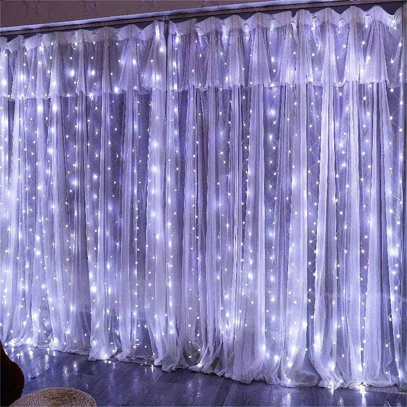 LED Fairy Curtain String Lights 8-Mode Remote USB Festoon for Christmas and Holiday Home Decor