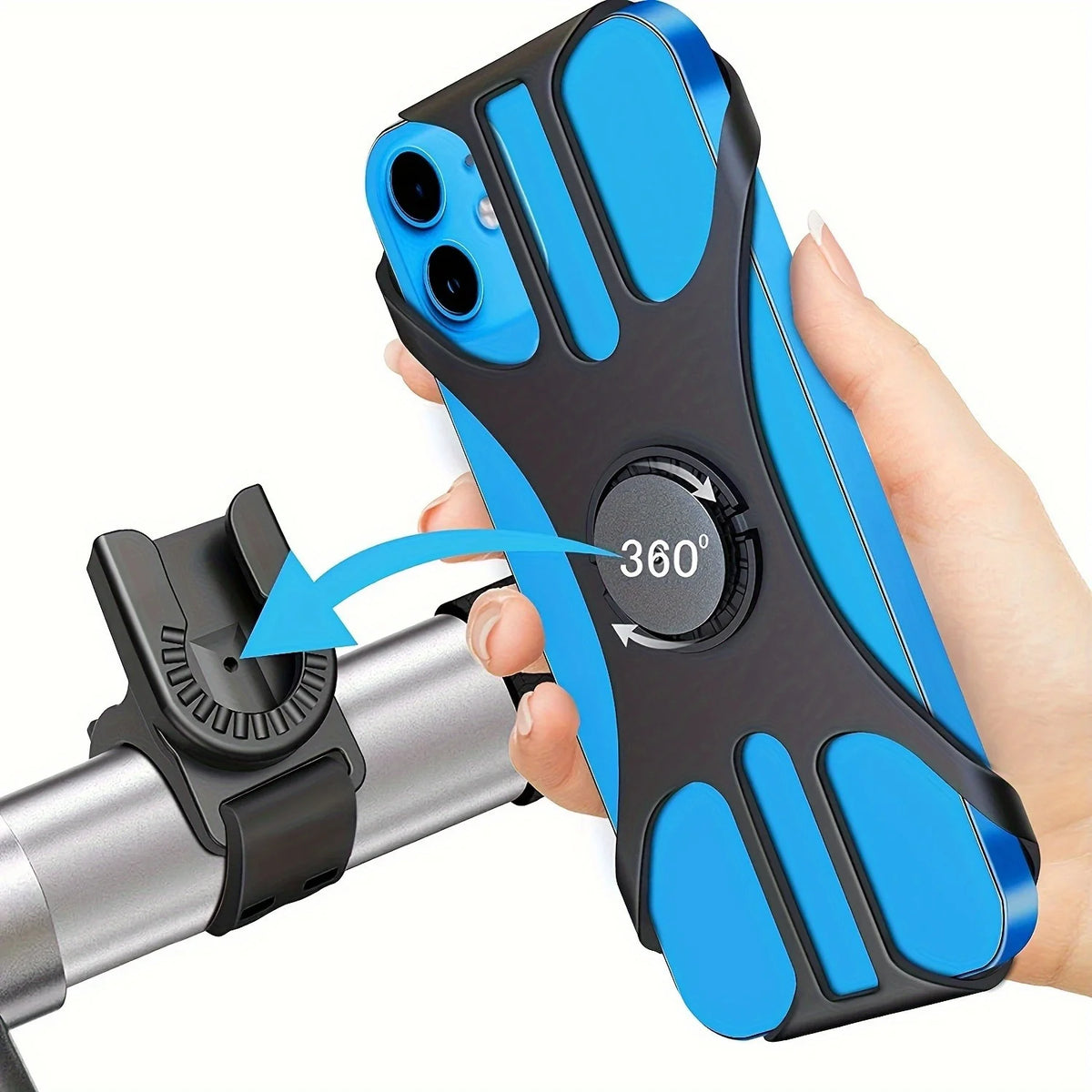 360° Rotating Silicone Bike & Motorcycle Phone Mount - Universal Handlebar Phone Holder