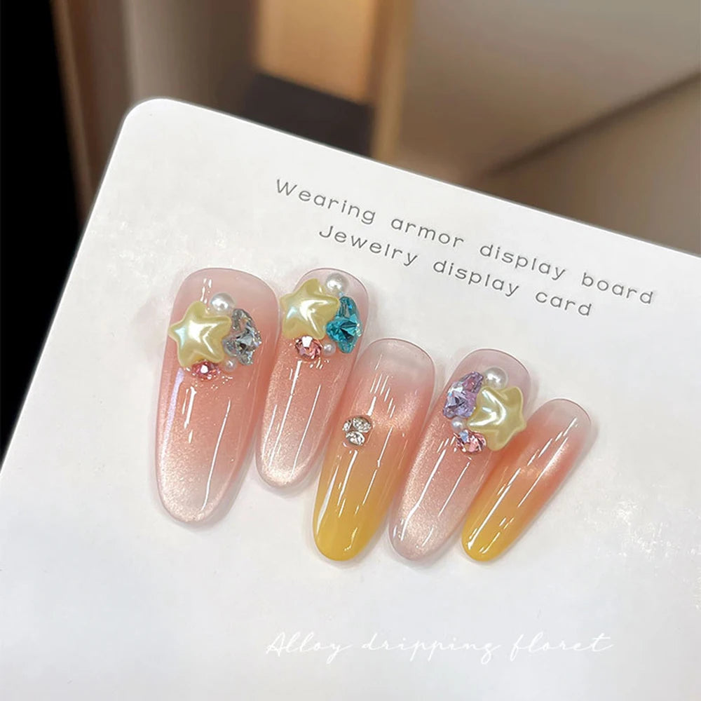 3D Pearlescent Macaron Star Heart Nail Charms Set view 4