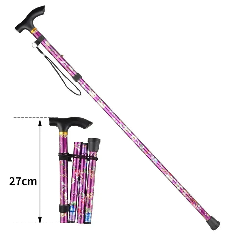 Adjustable Telescopic Trekking Poles — 5-Section Folding Hiking & Walking Stick with T-Handle and Rubber Tip, 82–92 cm (32–36 in)