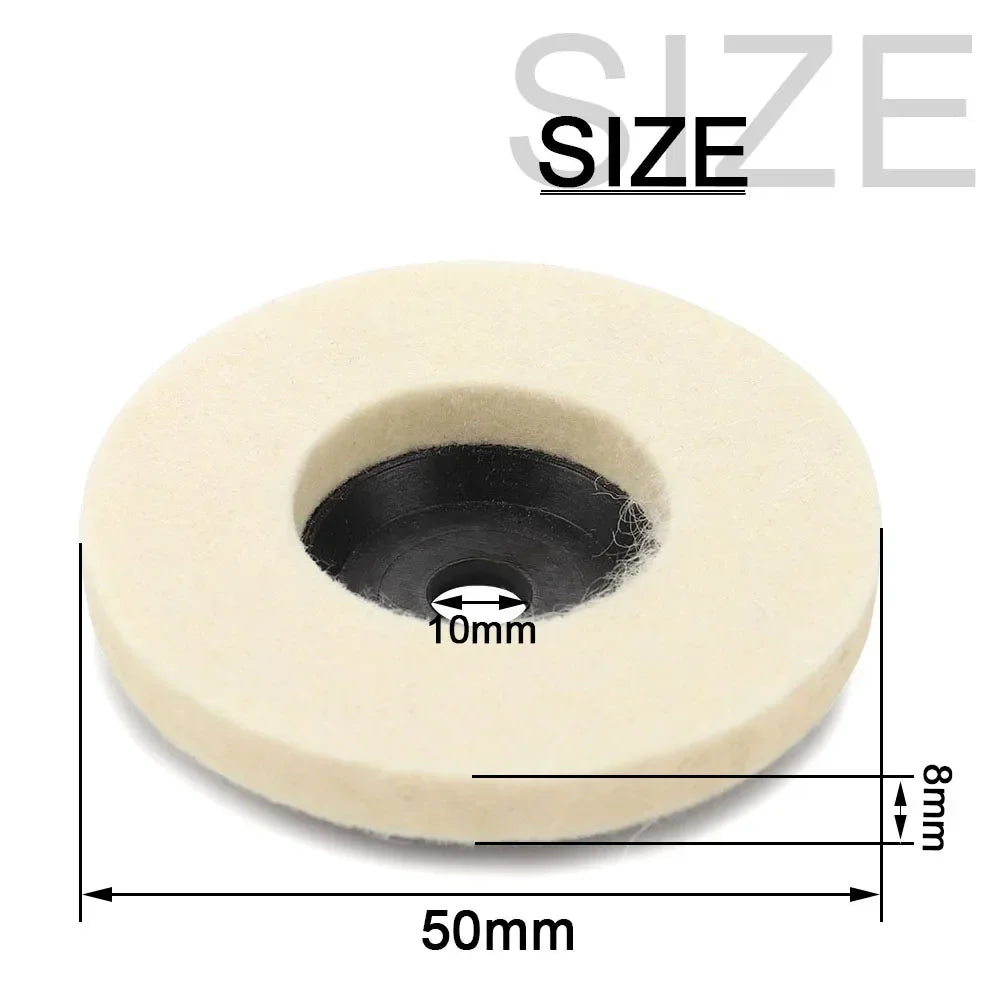 Wool Felt Polishing Wheel 50/75 mm (2.0 in / 3.0 in) Angle Grinder Disc for Metal Marble Glass Ceramic - 1pc