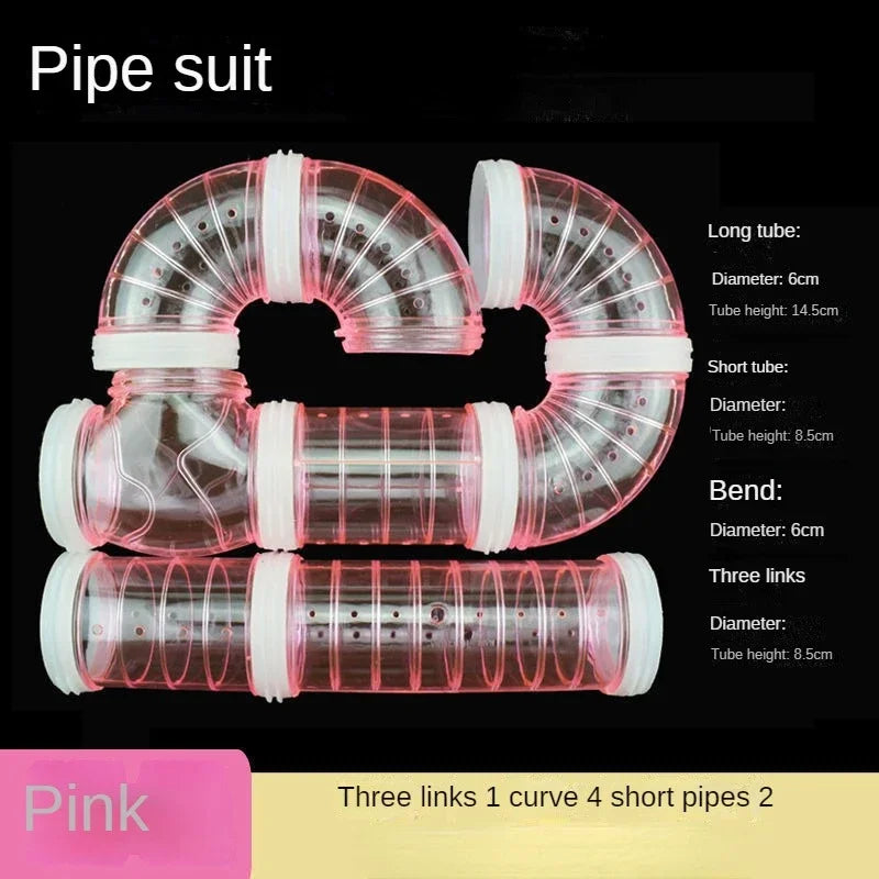 DIY Hamster Tunnel Tube Set 2.2 in (5.5 cm) Cage Connector Maze for Small Pets Blue & White