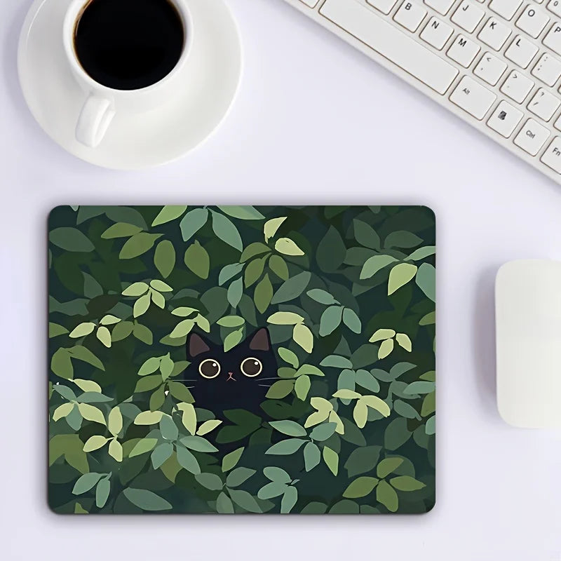 Black Cat Cartoon Mouse Pad - Anti-Slip Kawaii Rubber Desk Mat for Laptop & Keyboard