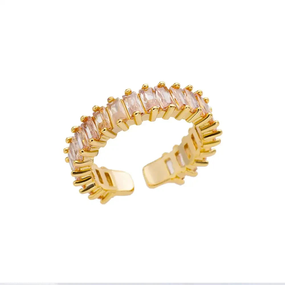 316L Stainless Steel Gold-Tone Women's Ring – Hypoallergenic Classic Tension-Set Wedding & Couple Ring