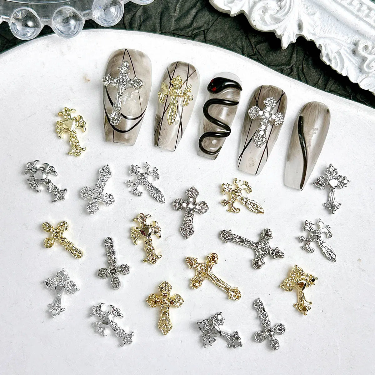 20-Pack 3D Cross Nail Charms for DIY Manicure view 3