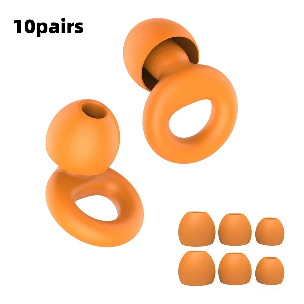 Silicone Earplugs 4 Pairs - Reusable Hypoallergenic Ear Plugs for Swimming & Sleep Noise Reduction (XS S M L)