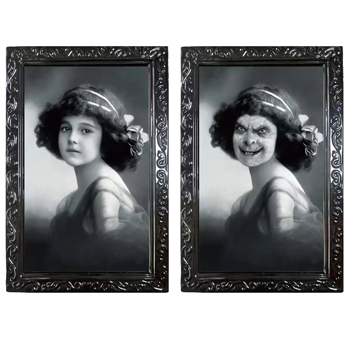 Animated 3D Changing Face Picture Frame - Halloween Scary Wall Portrait Prop for Home & Party
