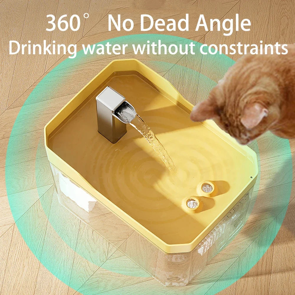 Automatic Cat Water Fountain 1.5L USB Recirculating Filtered Water Dispenser with Anti-Dry Pump, Transparent