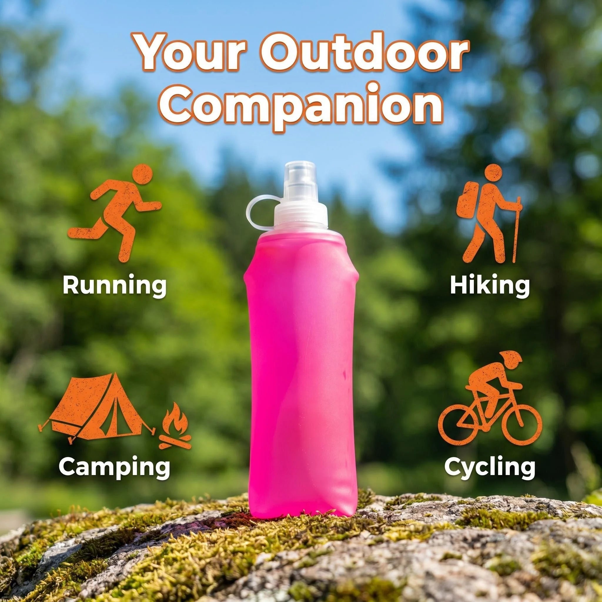 150ml/250ml/500ml (5oz/8.5oz/17oz) Collapsible Silicone Water Bottle with Bite Valve - Portable for Running Camping Hiking Travel