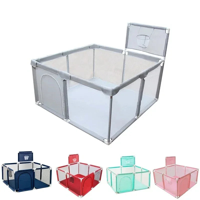 Square Baby Playpen 50.4 x 50.4 x 26 in (128 x 128 x 66 cm) Toddler Play Yard Ball Pit Safety Fence