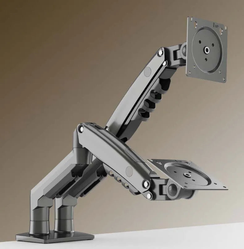 Gas Spring Dual Monitor Desk Mount 10-27 in (25-68 cm), 2-9 kg per Screen, 360° Rotation, VESA 75x75/100x100