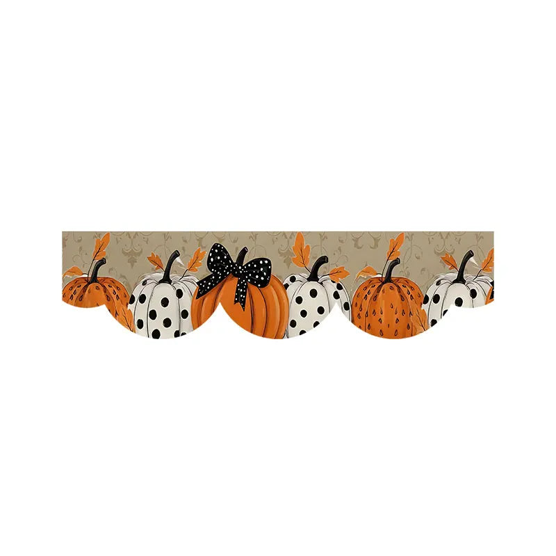Golden Pumpkin Table Runner - Black & White Polka Dot Fireplace Scarf, Autumn Home Decor
