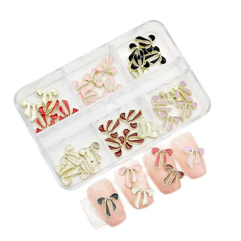 6-Grid Nail Rhinestone Kit – Saturn, Planet & Cross Crystal Nail Charms for Nail Art