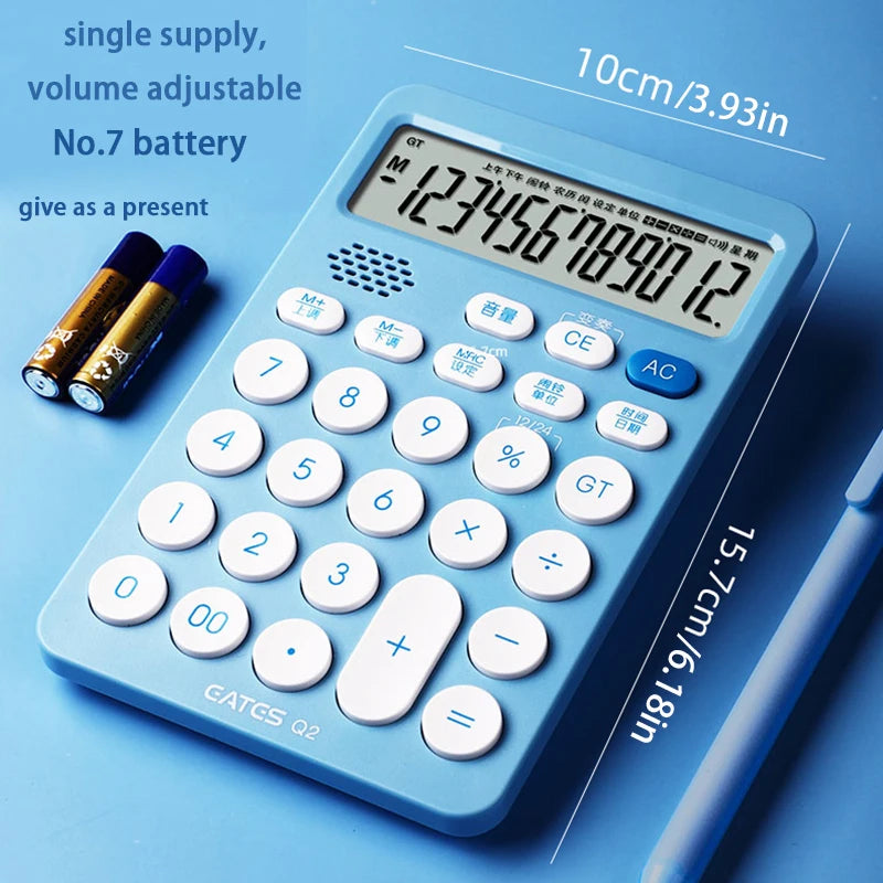 12-Digit Solar Calculator Large Key Portable Financial & Business Calculator for Students