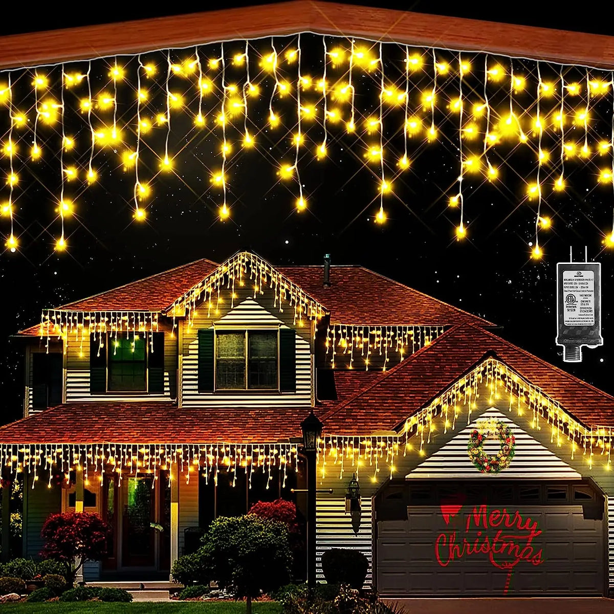 LED Icicle Curtain Lights 20 m (65.6 ft) 864 LED Outdoor Christmas Garland 24V Low-Voltage Waterproof
