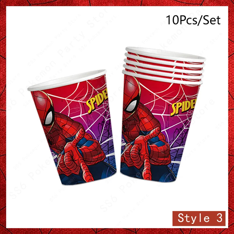 Spiderman Kids Birthday Party Supplies - Disposable Tableware Set with Plates, Cups, Napkins & Favor Bags