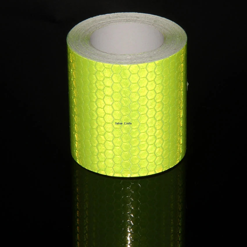 5cm x 3m (2 in x 9.8 ft) Reflective Self-Adhesive PVC Tape — Waterproof High-Visibility Warning Strip for Car, Bicycle & Motorcycle Helmet