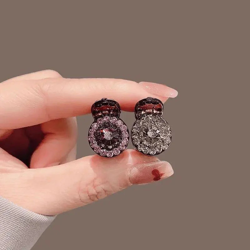 Mini Round Rhinestone Hair Claw Clip – 2/4 Pack Small Retro Zircon Hairpins for Women & Girls