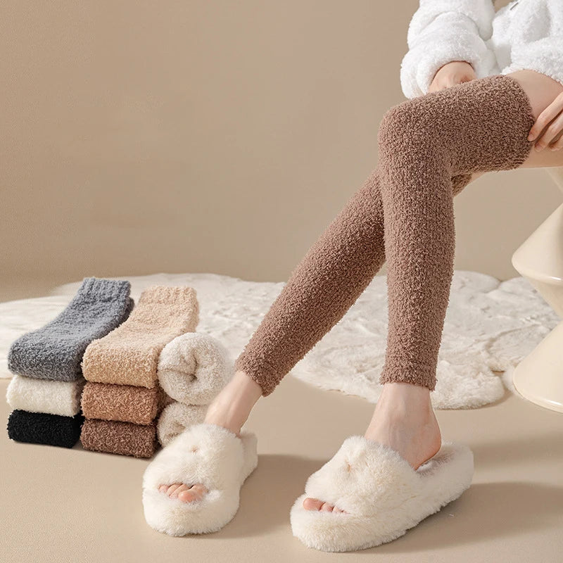 Women's Knee-High Polyester Leg Warmers - Soft Long Solid Color Boot Socks