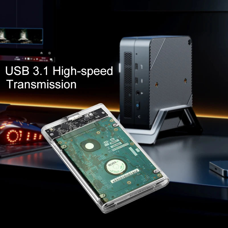 USB 3.0 2.5-Inch (63.5 mm) SATA HDD/SSD Enclosure — Up to 6TB, 5Gbps, Transparent Case, Plug & Play