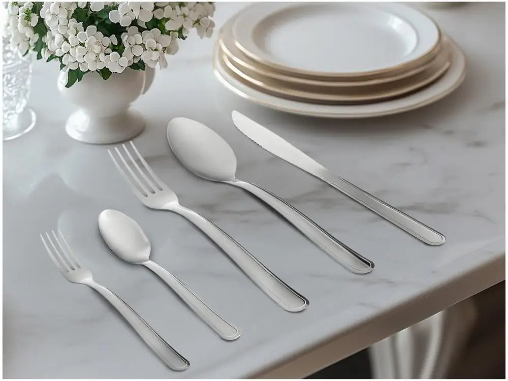 20-Piece Stainless Steel Cutlery Set – Silver Flatware for Table, BBQ, Tea & Dessert (Dishwasher Safe)