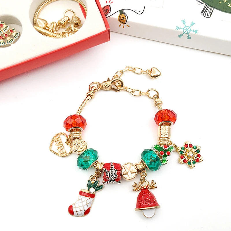 24-Piece Christmas Advent Calendar Pendant Set Necklace DIY Bracelet Blind Box Surprise Gift