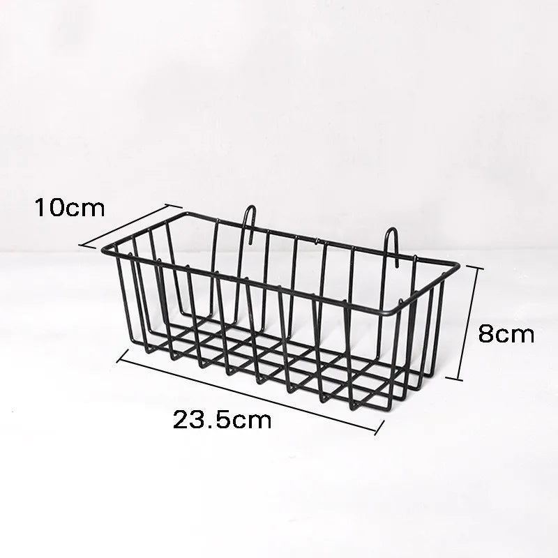 Wall Mounted Wire Grid Organizer with Removable Baskets, Hooks and Shelves, Iron Mesh Storage Panel