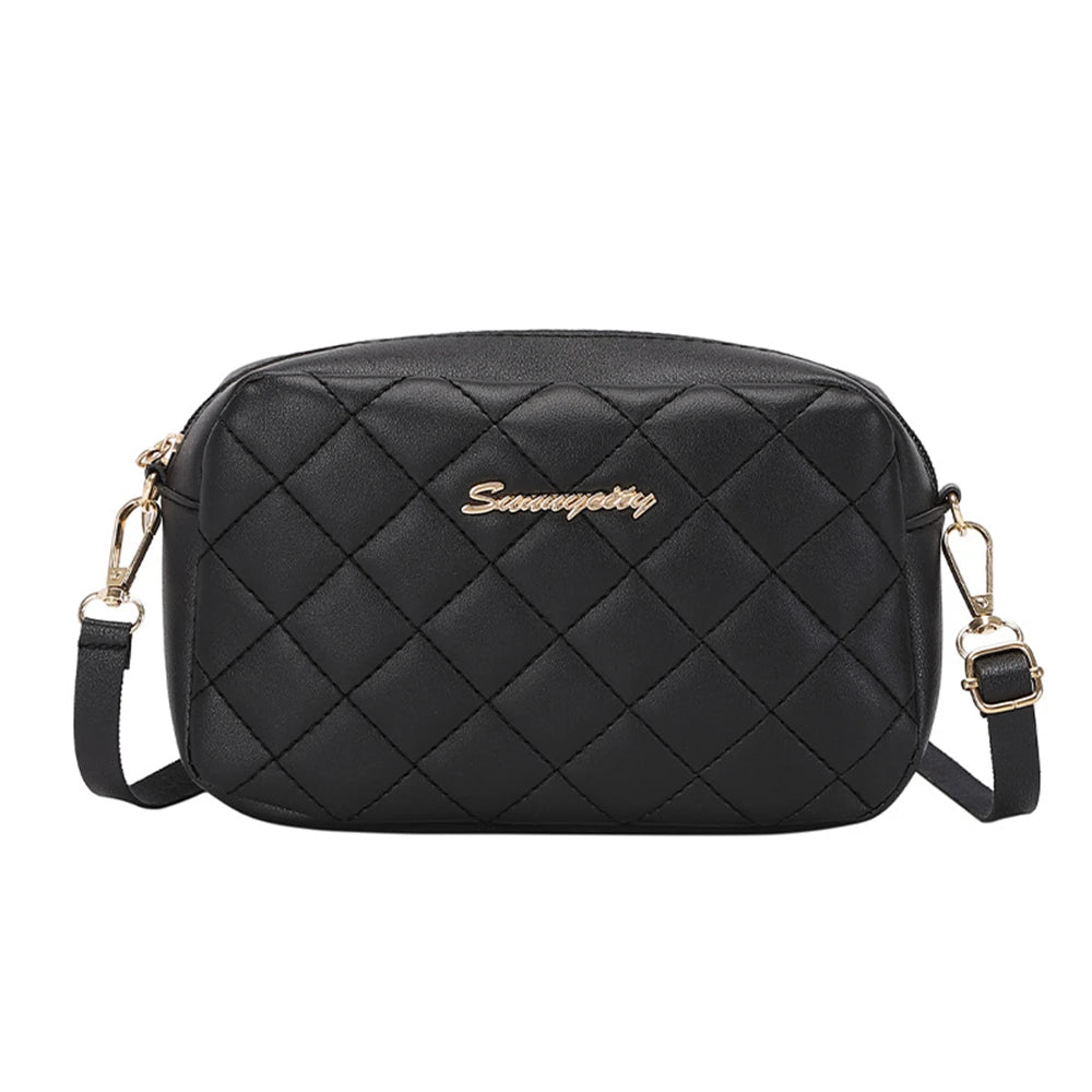 Tassel Small Messenger Crossbody Bag for Women – Lingge Embroidery Camera Shoulder Bag with Chain Strap (4.7 x 7.8 in / 12 x 20 cm)