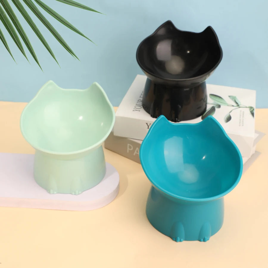 Elevated Cat Bowl 1-Pack – Anti-Tip Raised Pet Feeder with Tilted Edge for Neck Protection