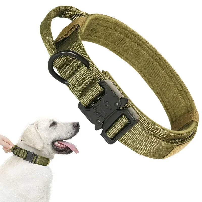 Tactical Dog Collar with Quick-Release — Adjustable Nylon Training Collar for Medium to Large Dogs, M/L/XL (14–25 in / 36–63 cm)