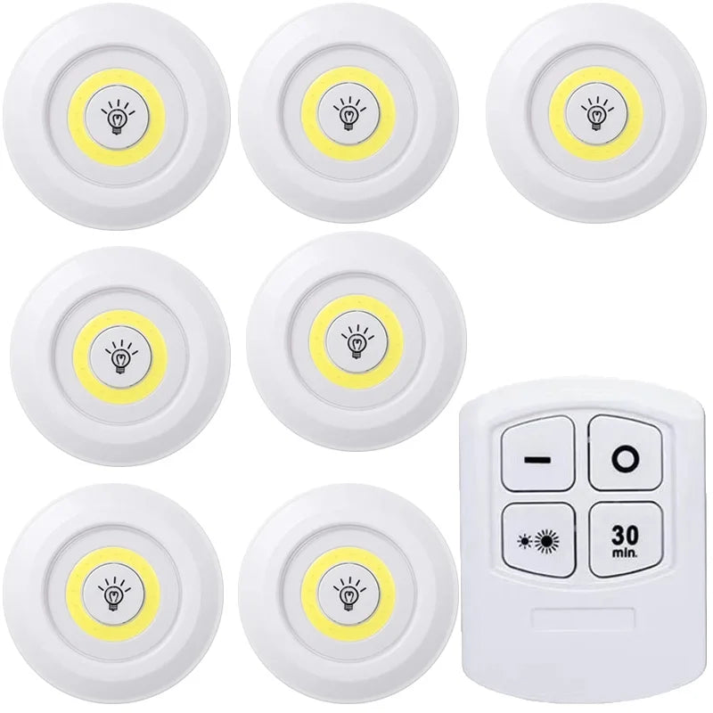Dimmable Battery-Operated LED Under-Cabinet Light with Remote — Closet, Wardrobe & Bathroom Night Lamp