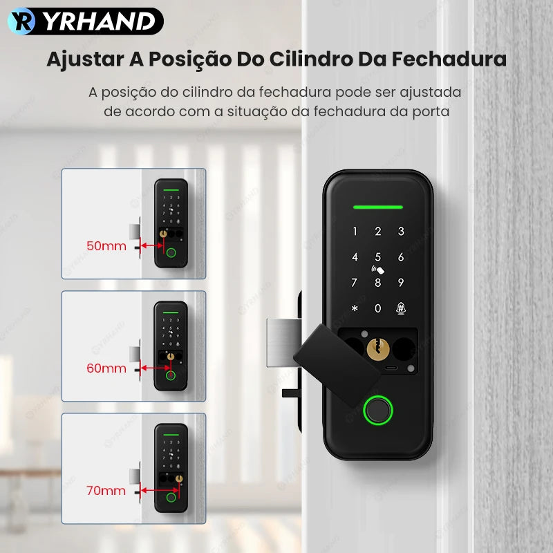 Waterproof WiFi Fingerprint Electronic Rim Door Lock - IP66 Smart Keypad, Card & App Access