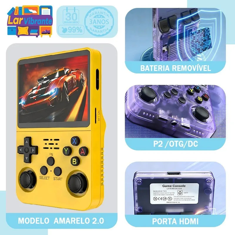 Retro Handheld Game Console – 3.5-inch (8.9 cm) IPS Screen, 16GB, 15,000+ Games, Linux, Dual Analog, 3000mAh Battery