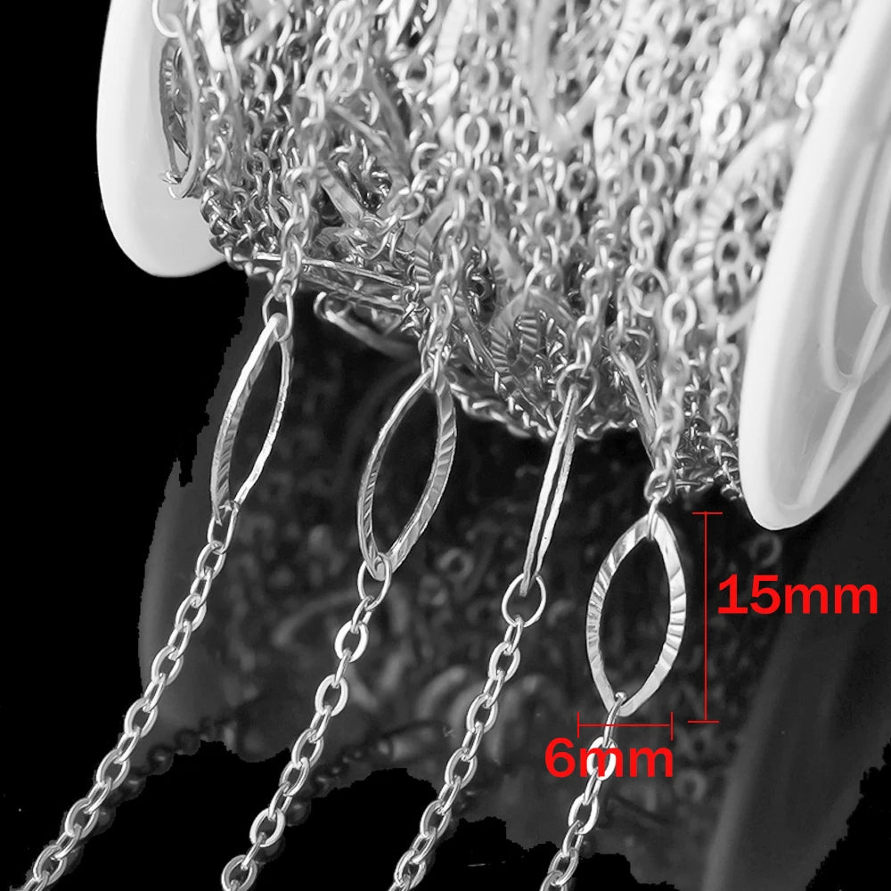 1 Meter (39.4 in / 3.28 ft) Stainless Steel Flower Clover Chain for DIY Necklace Bracelet Jewelry Making Accessories No Fade
