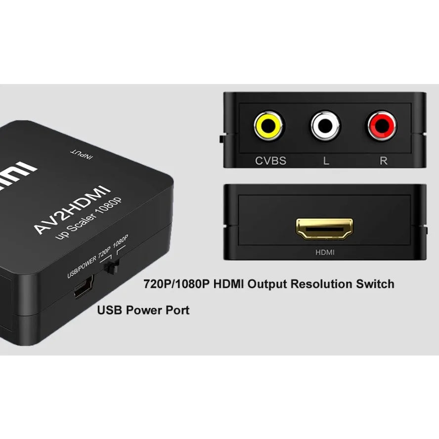 RCA to HDMI Converter Adapter 1080p AV/CVBS to HDMI with USB Power