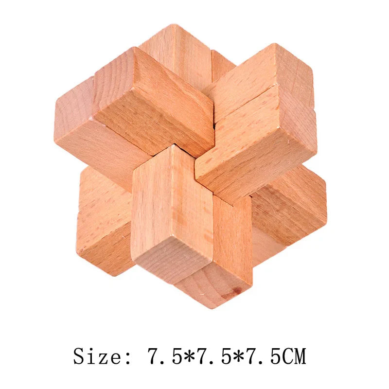 Wooden Lu Ban Brain Teaser 3D Puzzle – Educational Logic Game for Kids & Adults