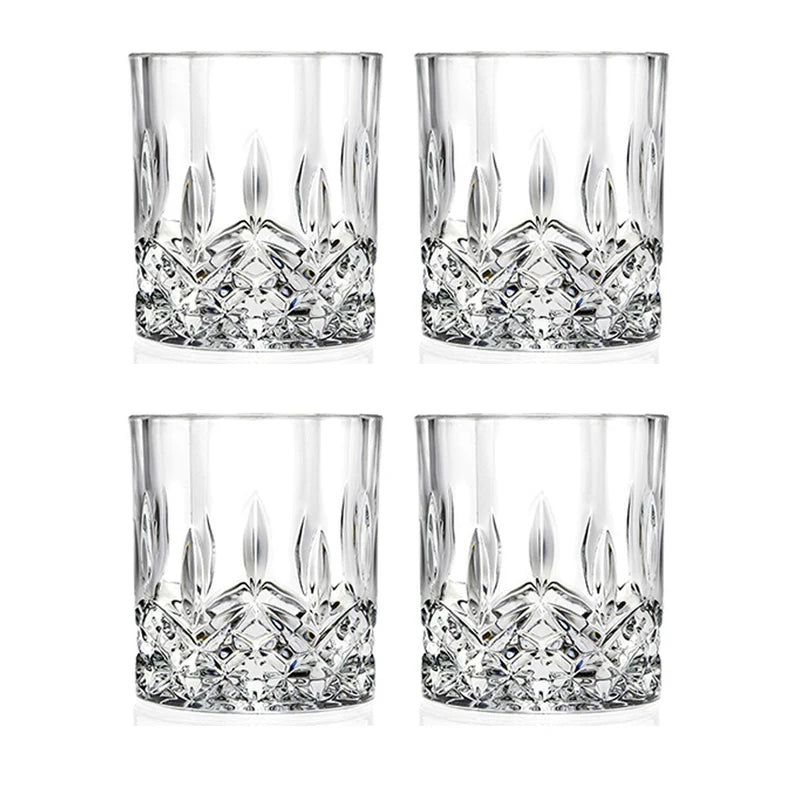 Embossed Crystal Whiskey Tumbler 230ml (7.8 fl oz) - Available in 1/2/4/6-Pack for Bar & Home