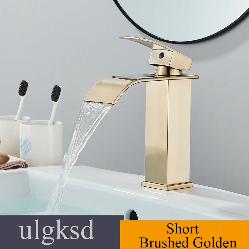 Waterfall Basin Faucet - Single Handle Deck-Mounted Mixer Tap for Bathroom Sink (Hot & Cold)