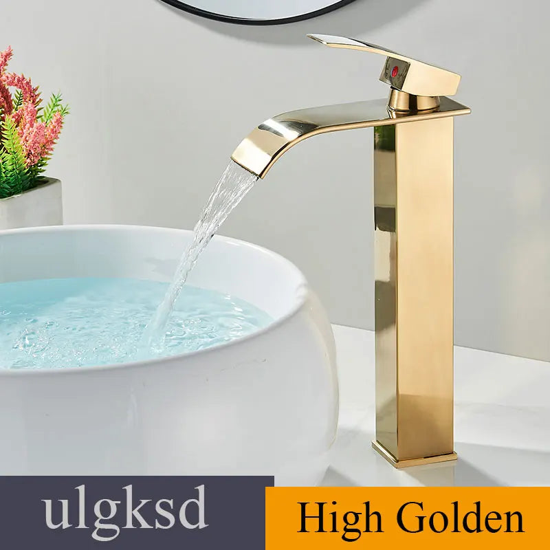 Waterfall Basin Faucet - Single Handle Deck-Mounted Mixer Tap for Bathroom Sink (Hot & Cold)