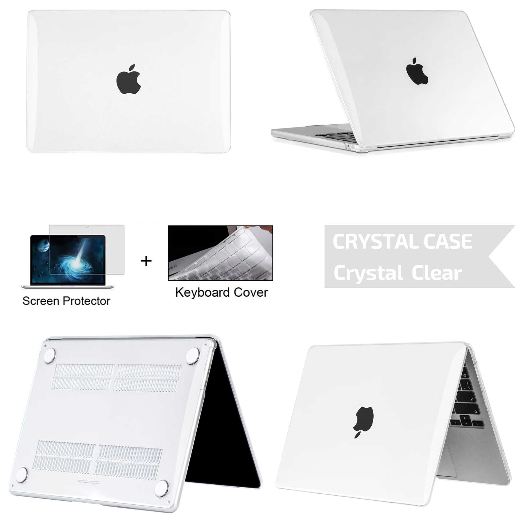 Hard Shell Protective Laptop Case for MacBook Air & Pro 13/13.6/14/16 Inch – PVC Snap-On Cover with Keyboard Cover & Screen Protector