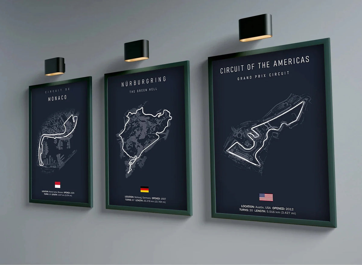 F1 Track Canvas Print – Imola & Monaco Circuit Wall Art, Formula 1 Motorsport Poster, Unframed Nordic Racing Decor for Home