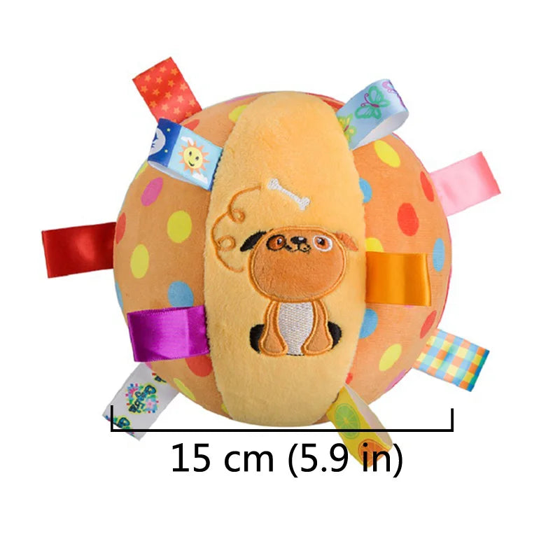 Plush Vocal Toy Ball with Bells - Interactive Chew & Tooth-Cleaning Pet Toy for Dogs, Puppies & Cats (6 in / 15 cm)