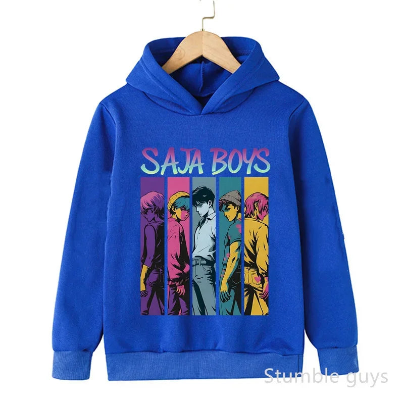 Kids Anime Demon Hunters Hoodie - K-Pop Style Warm Casual Sweatshirt for Boys & Girls
