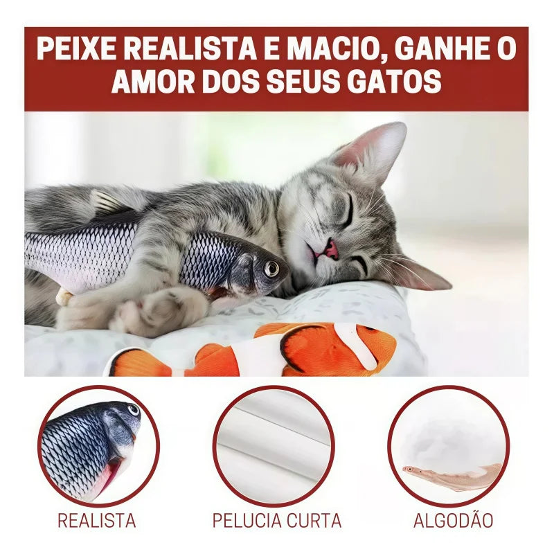 USB Rechargeable Interactive Swinging Fish Cat Toy – 11 x 6 in (28 x 15 cm) for Cats & Small Pets