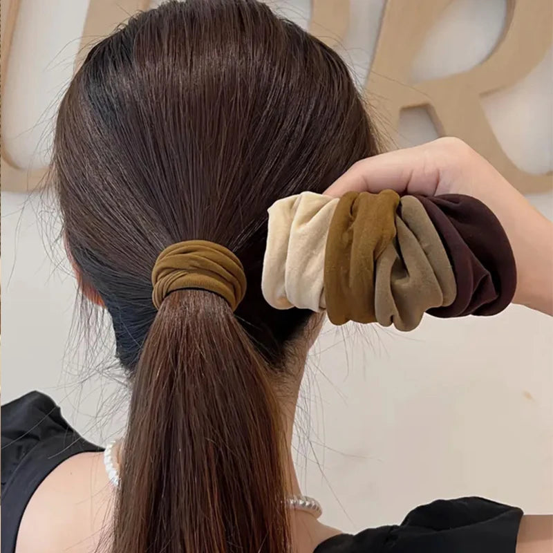 4-Pack Thick Widened Elastic Hair Bands for Women – Ponytail Holders Scrunchies, Korean Fashion Hair Accessories